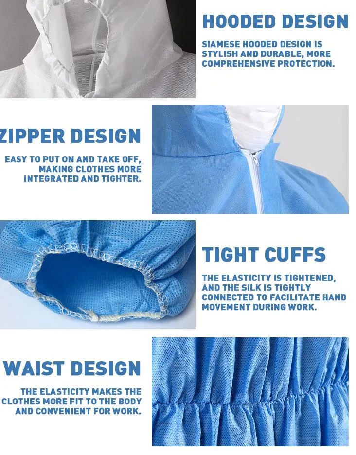 Nonwoven Spp SMS Mf Coveralls Disposable Protective Clothing